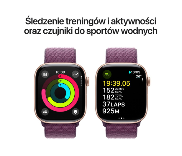 APPLE Watch 10 GPS 42mm koperta z aluminium (różowe złoto) + opaska sportowa (dojrzała śliwka) - 1278123 - zdjęcie 4